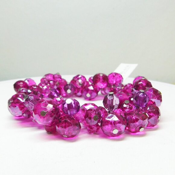 WHBM - Fuchsia Bauble Beaded Stretch Bracelet - New With Tags - Picture 5 of 5